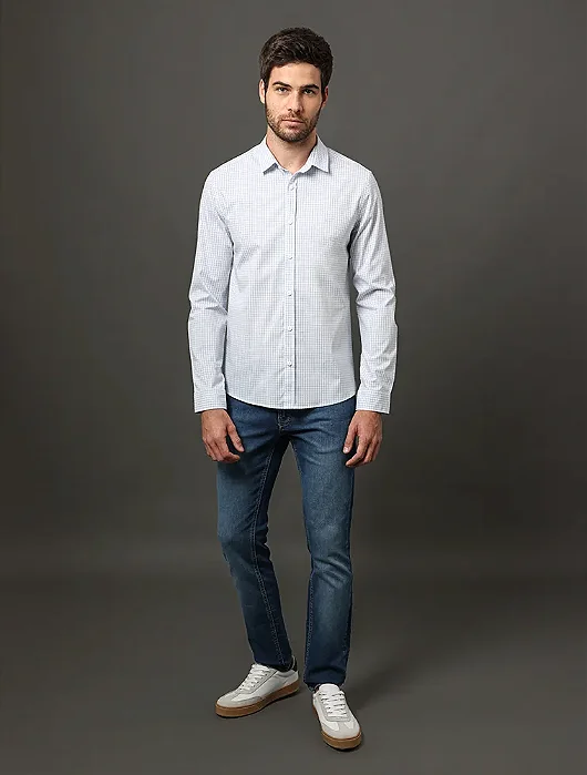 Camisa Masculina Slim Classic Check Calvin Klein Jeans Branco
