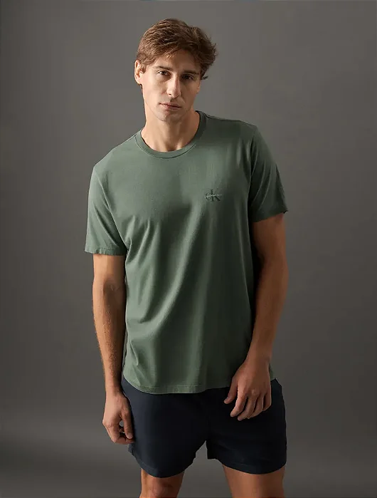Camiseta Masculina Re Issue Peito Calvin Klein Jeans Verde Médio