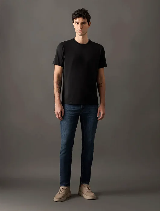 Camiseta Masculina Pima Manga Curta Calvin Klein Preto