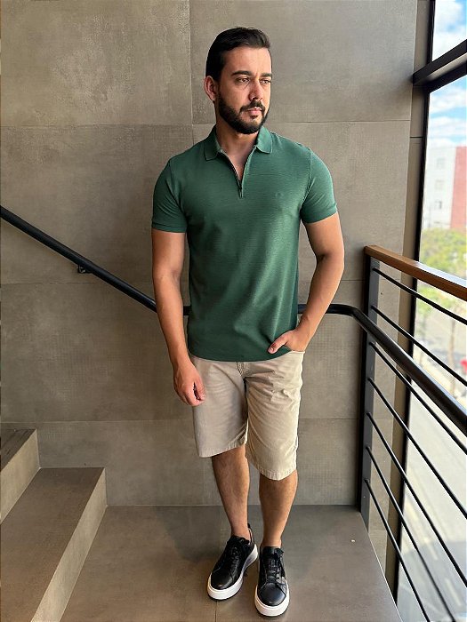 Camisa Polo Aramis Ziper Verde Masculina