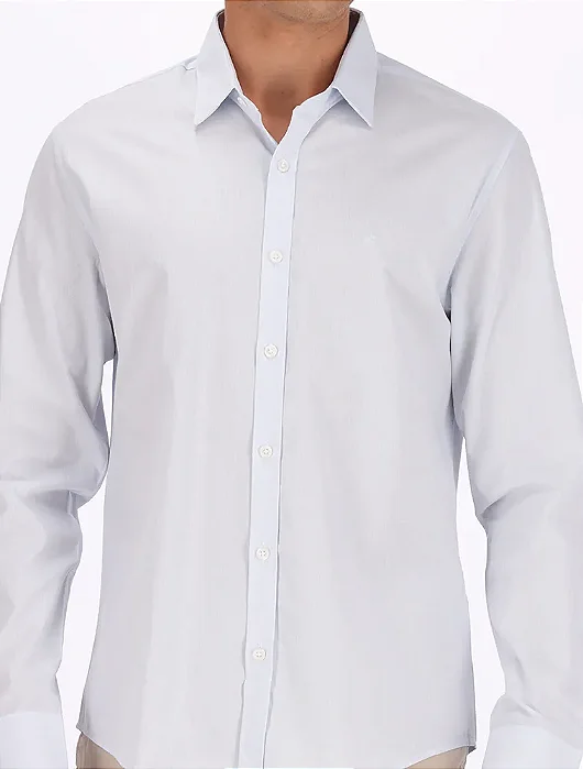 Camisa Calvin Klein Masculina Micro Listrado Azul Claro