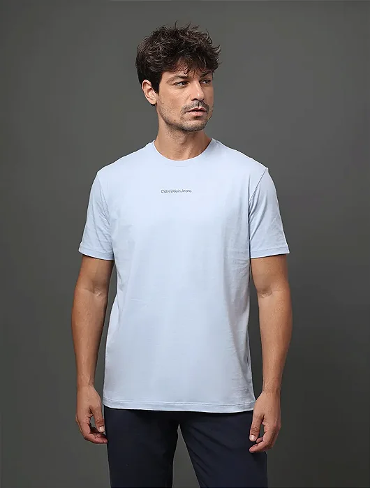 Camiseta Masculina Logo Centralizado Calvin Klein Jeans Lavanda