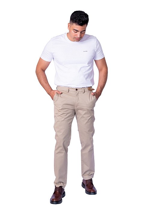 Calça Garbanne Slim Algodão Egipcio Kaki