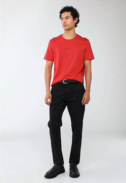 Camiseta Masculina Calvin Klein Nano Logo Vermelha