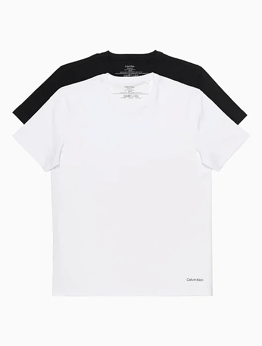 Kit 2 Camisetas Calvin Klein Crew-Neck Preto / Branco