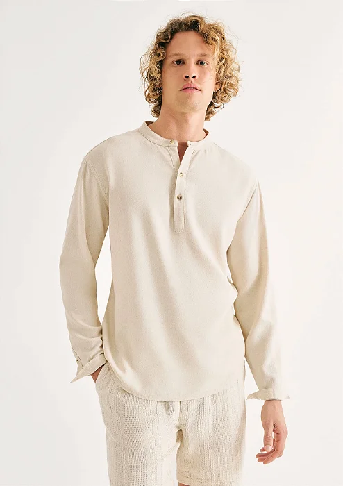 Camisa Bata Masculina Linho Hering Manga Longa