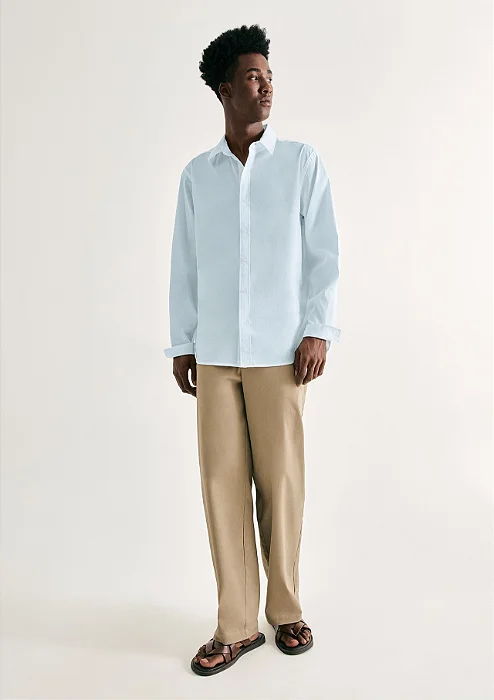 Camisa Hering Masculina Slim Manga Longa Azul