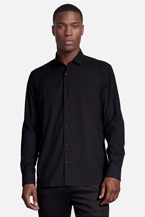 Camisa Aramis Slim Poliviscose de Bambu Com Stretch Preto