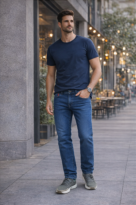 Calça Jeans Ellus Slim Masculina Lavagem Azul