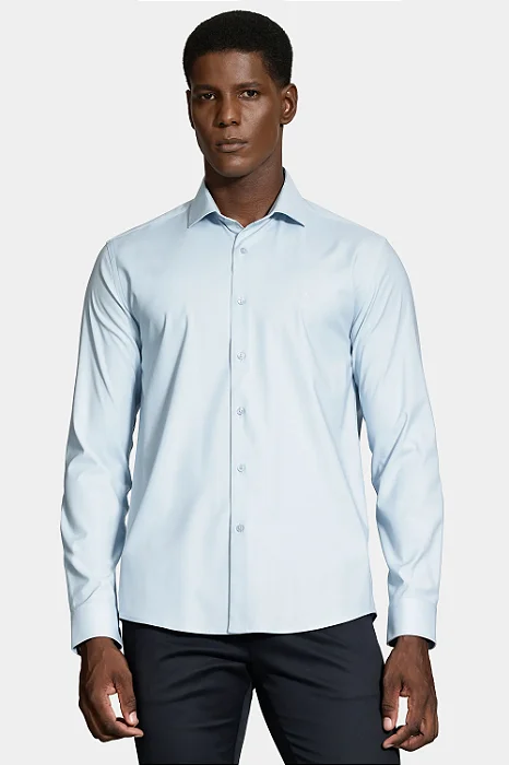 Camisa Aramis Manga Longa Slim Poliviscose de Bambu Com Stretch Azul Claro