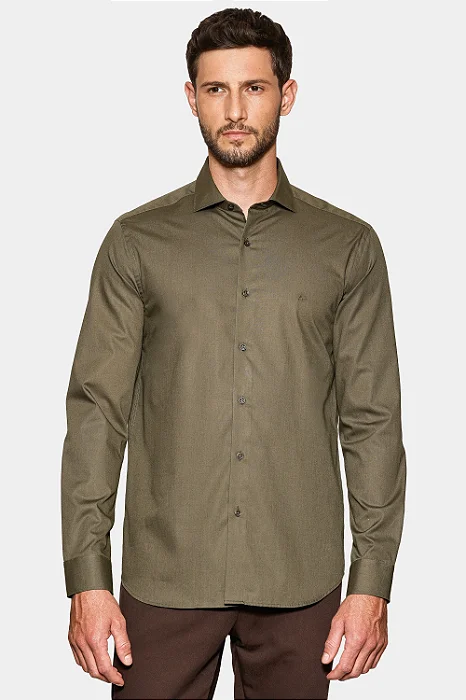 Camisa Aramis Manga Longa Slim Algodao Damero Militar