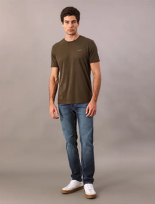 Camiseta Manga Curta Calvin Klein Jeans Masculino Logo Basico Peito Militar
