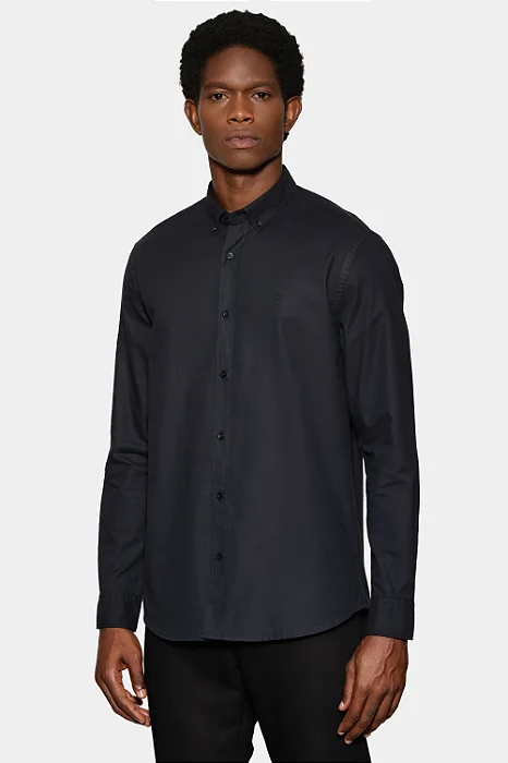 Camisa Aramis Manga Longa Slim Oxford Planalto Bdnw Marinho