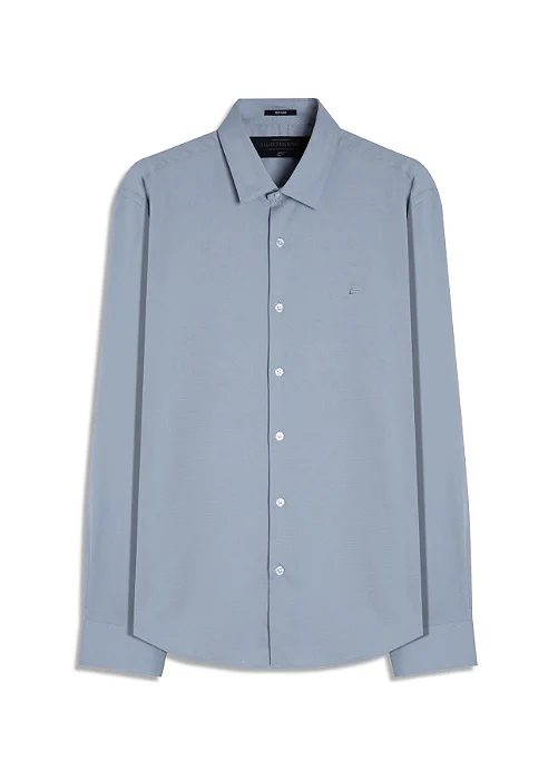Camisa Ellus Tech Bambu Ld Slim Xangai Cinza Claro