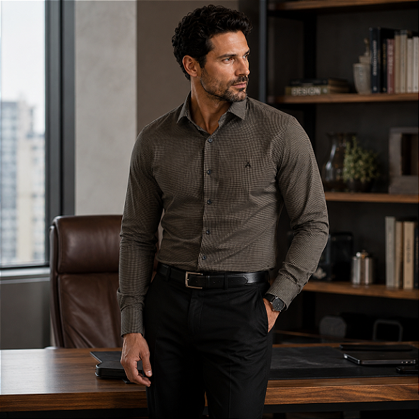 Camisa Aramis Slim Social Premium Mini Xadrez