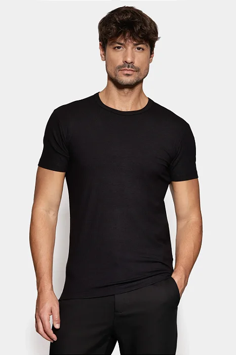 Camiseta Aramis Manga Curta Super  Slim Básica Preto