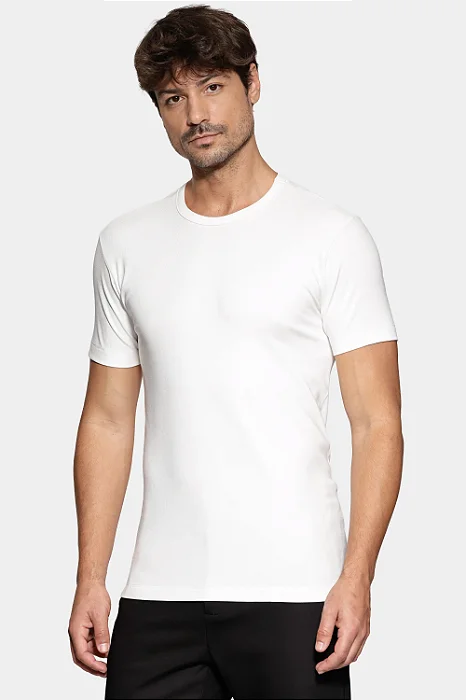 Camiseta Manga Curta Super Slim Básica Off White