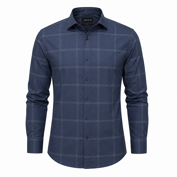Camisa Aramis Masculina Xadrez Azul Manga Longa