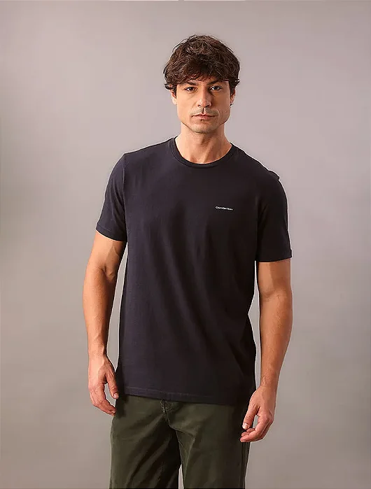 Camiseta Masculina de Algodão Básica Calvin Klein Jeans Azul Marinho