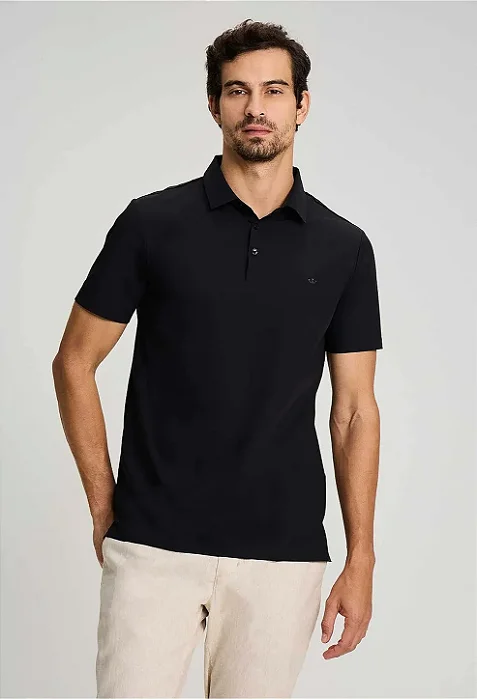 Polo Docthos Slim Manga Curta Tech Preto