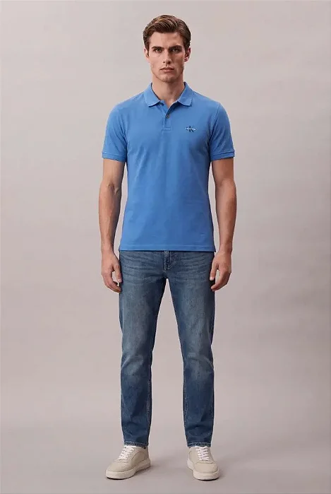 Polo Mc Ckj Masc Logo Re Issue Peito Azul Médio