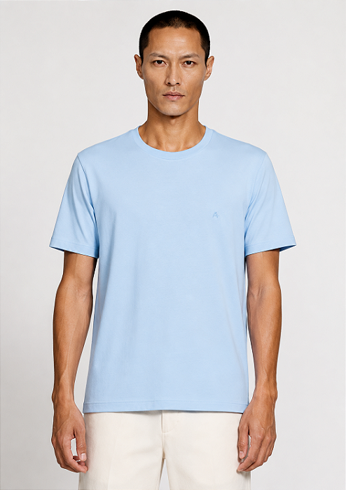 Camiseta Manga Curta Básica Azul Claro