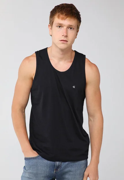 Regata Calvin Klein Jeans Masculina Chest CK Logo Preto