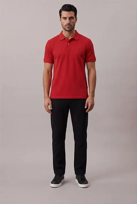 Polo Calvin Klein Slim Piquet Vermelho