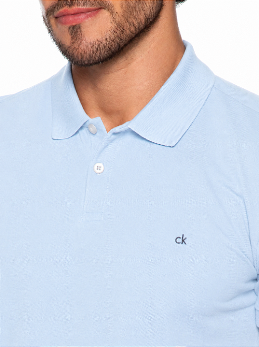 Polo Calvin Klein Slim Piquet Basica Azul Bebê