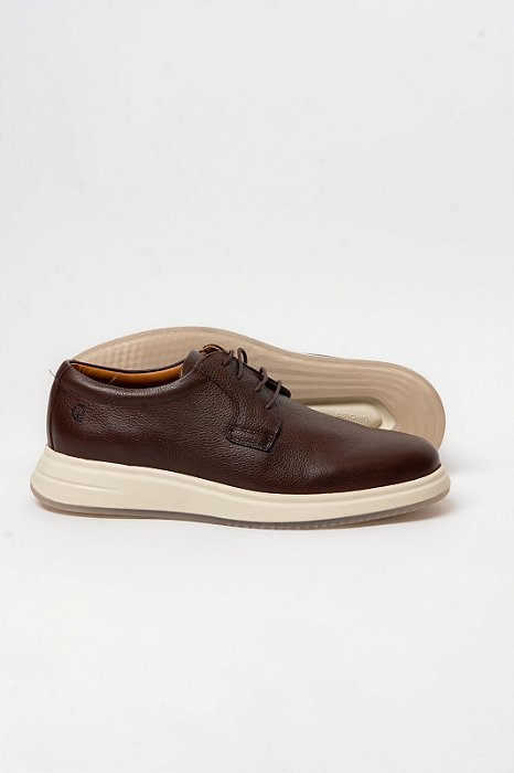 Sapato Derby Couro Nobre Marrom Masculino
