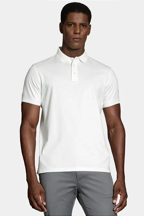 Polo Aramis Algodão Australiano Duplo Mercerizado A-70 Interlock Off White