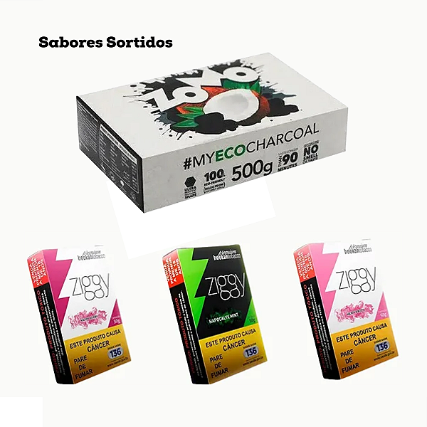 Kit Carvão 500g + 3 Ziggy 50g