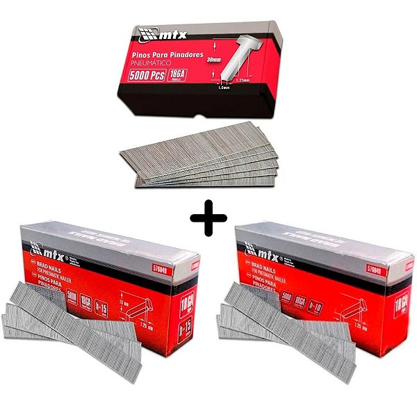 Kit 3 Pinos Pinadores Pneumático 10mm, 15mm E 30mm 5000Peças
