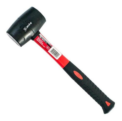 Martelo De Borracha Preta 50 Mm 225 G Cabo Fibra De Vidro