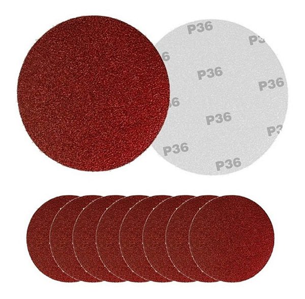 Disco De Lixa com Fita AutoColante Grão 36 125mm - 10 Peças