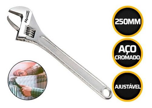 Chave Inglesa Ajustável 10 Pol 250mm Cromada Sparta