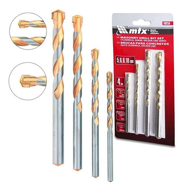 Jogo De Brocas Para Concreto 5 A 10mm 4 Peças