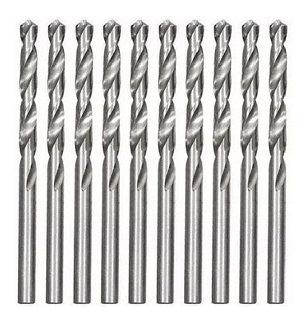 Kit 10 Brocas Aço Rápido 4 Mm Polida P/ Metal