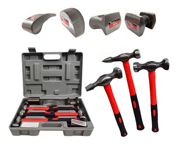 Kit Reparo Automotivo Chapeador Martelo E Tasso 7 Peças