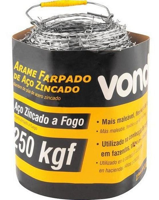 Arame Farpado Aço Zincado 250Kgf 100 Metros