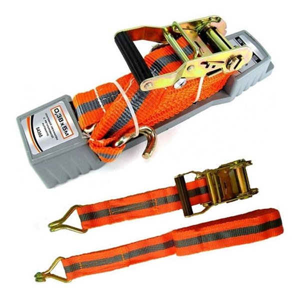 Cinta Para Carga Com Catraca E Ganchos 5 M X 38Mm 1 Tonelada