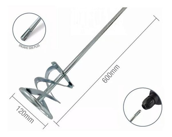 Misturador Para Furadeira Tinta Argamassa 600 Mm Sds Plus