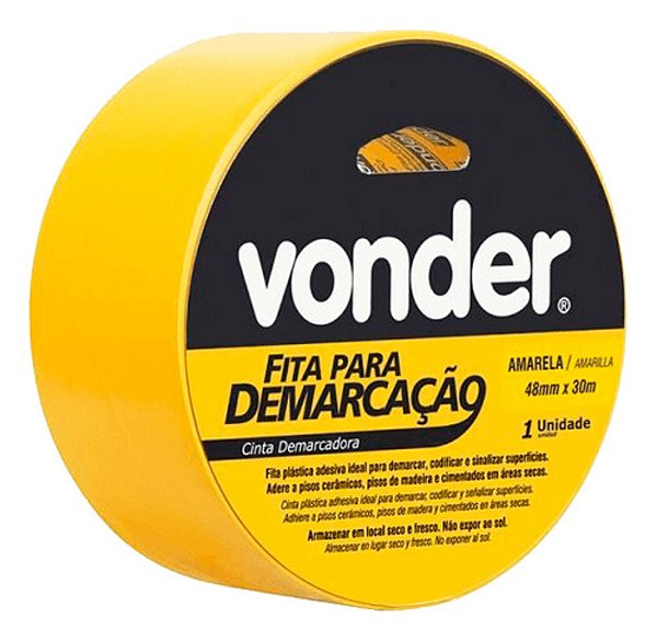 Fita Adesiva Para Demarcação Amarela 48Mm X 30 Metros