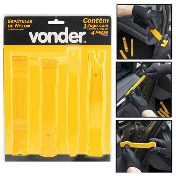 Jogo Espátulas De Nylon Automotiva 4 Peças Painéis Forros