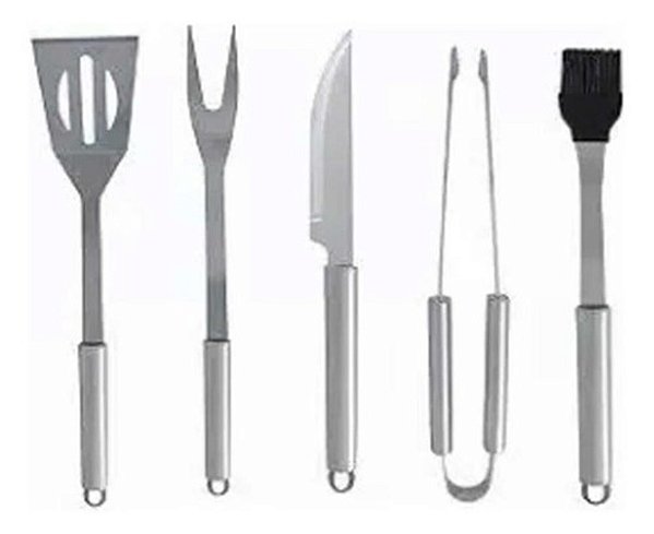 Kit Jogo Para Churrasco Aço Inox 5 Peças
