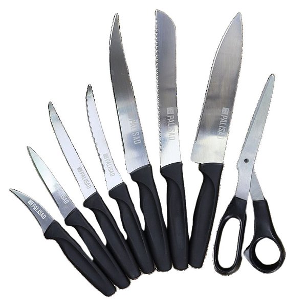 Jogo de Facas E Tesoura Para Pão Frutas Carne Chef 8 Peças