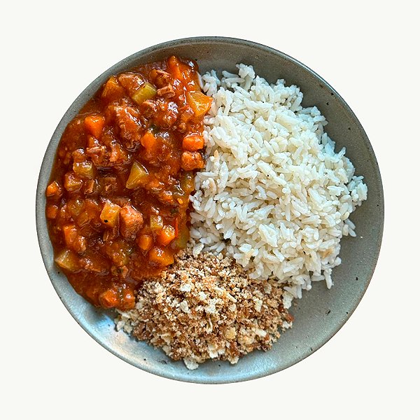 PF Picadinho Caipira, Arroz Branco e Farofa Crocante