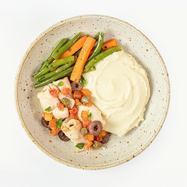 PF Tilápia Mediterrânea, Purê de Batatas e Legumes