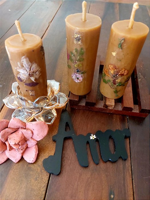 Vela Artesanal Flores Secas