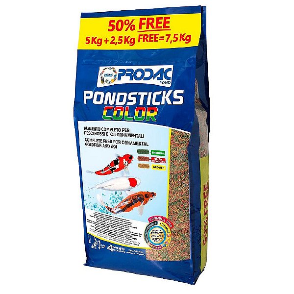 RAÇÃO PRODAC PONDSTICKS COLOR 5KG + 2,5KG GRÁTIS (7,5KG)